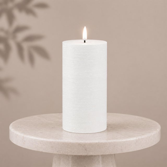 Modern FIA Wick White Pillar Candle (Set of 2) For Sale - Image 3 of 5