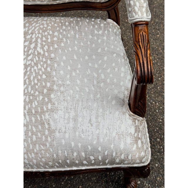 Newly Upholstered Vintage Louis XV French Arm Chairs - A Pair For Sale - Image 9 of 13