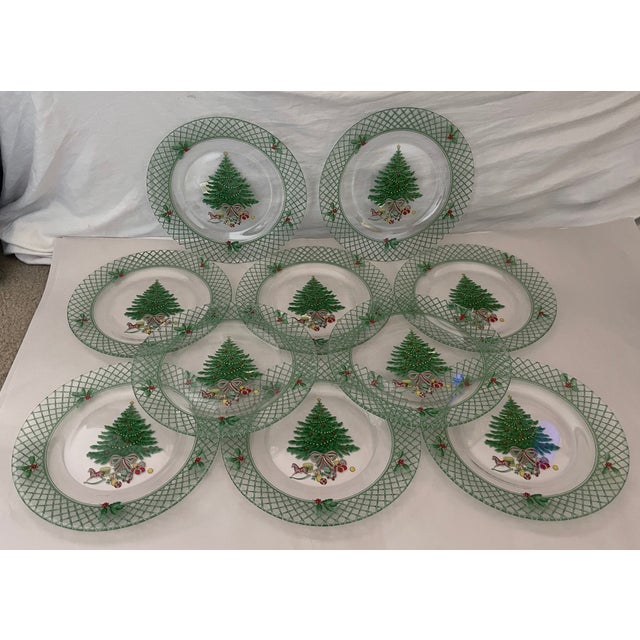 Vintage Arcoroc France Glassware Salad Luncheon Plate Christmas Story Set Of 10 Chairish