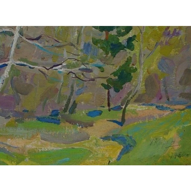 1980s Impressionist Forest Oil Painting, Original Soviet Ukrainian Art 50-67 For Sale - Image 6 of 6