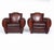 Art Deco French Moustache Back Leather Club Chairs, 1930, Set of 2, in Good conditions. Designed 1920 to 1949