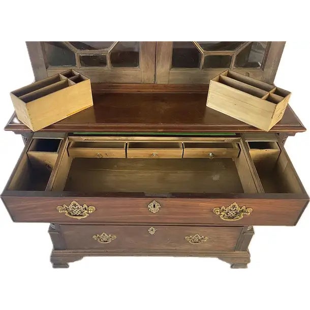 American Chippendale Mahogany China Cabinet Bookcase For Sale - Image 9 of 18