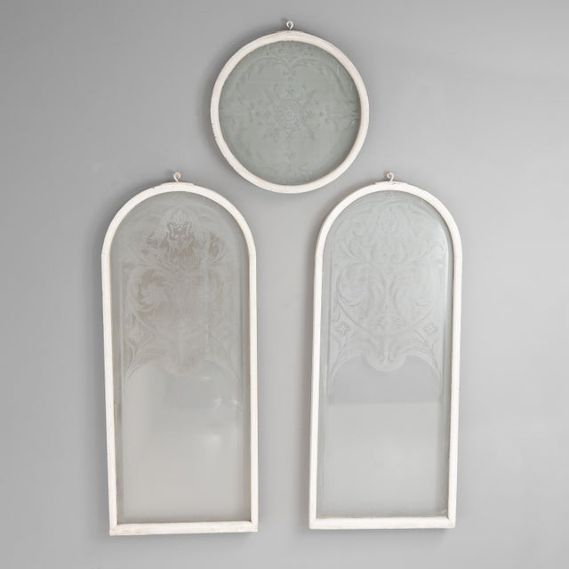Etched Glass Windows, 1880s, Set of 3 For Sale - Image 10 of 10