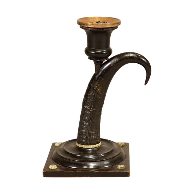 Antique Candle Stick With Real Chamois Horn, 19th Century For Sale - Image 9 of 9