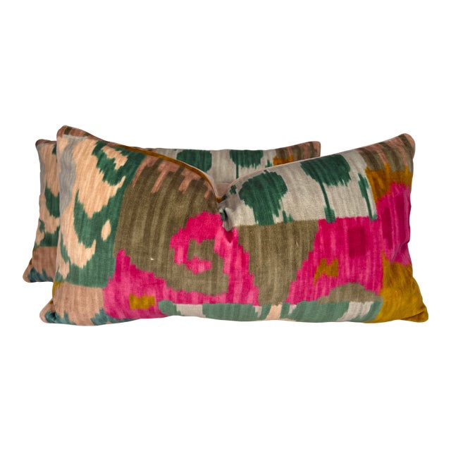 Pierre Frey "Bella Coola" in Acid/Lime 12"x22" Pillows-a Pair For Sale