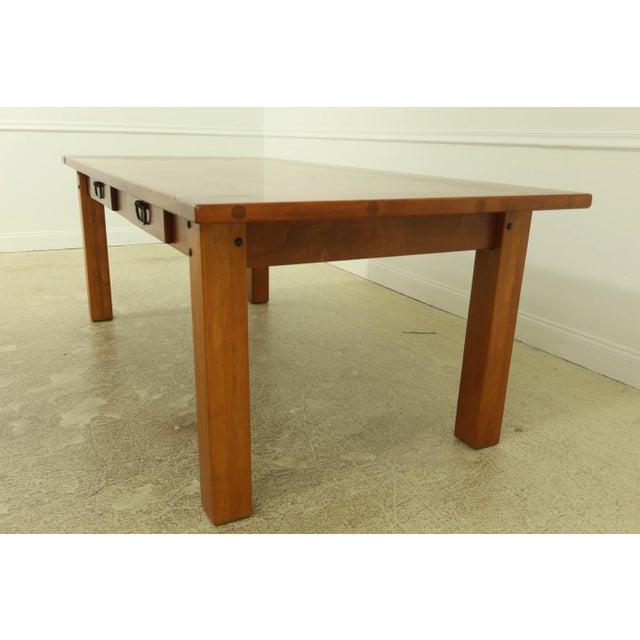 1990s Arts & Crafts Large 2 Drawer Library Table Desk For Sale - Image 5 of 9