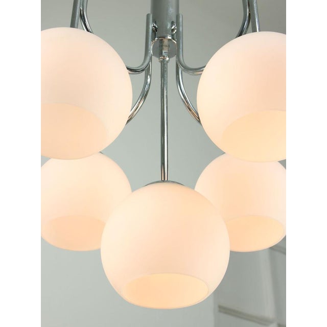 Vintage Italian Chrome and Opaline Chandelier, 1970s For Sale - Image 11 of 16