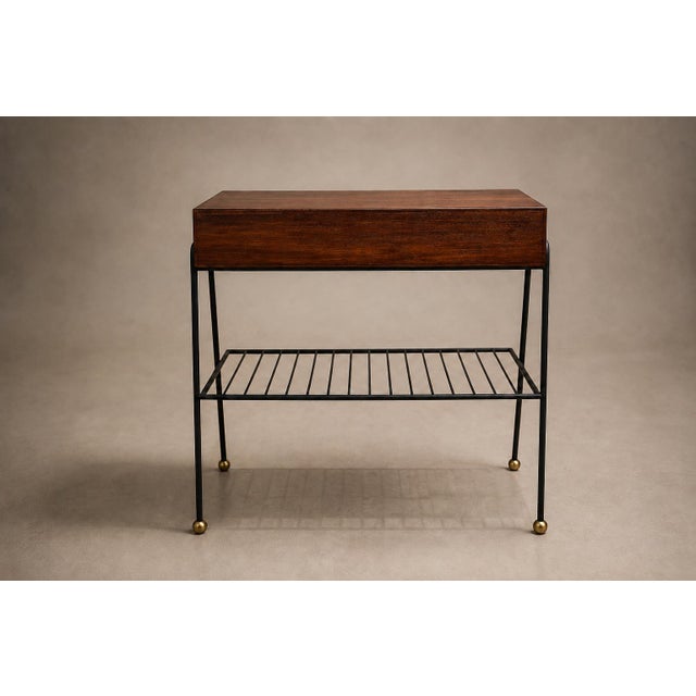 Attributed to Carlo Hauner Rosewood, Glass and Steel Side Table, Brazilian Modern, 1950s For Sale - Image 18 of 18