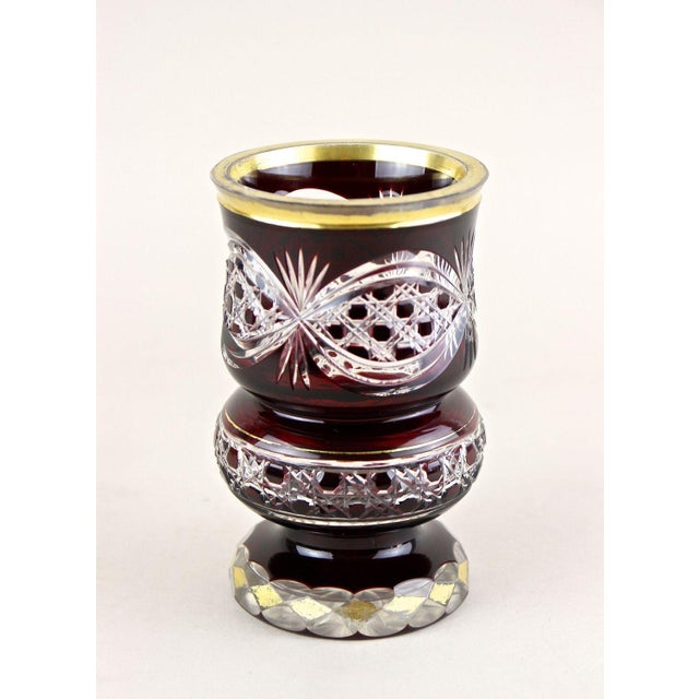 19th Century Biedermeier Ruby Red Overlay Glass Goblet, 1840s For Sale - Image 4 of 18