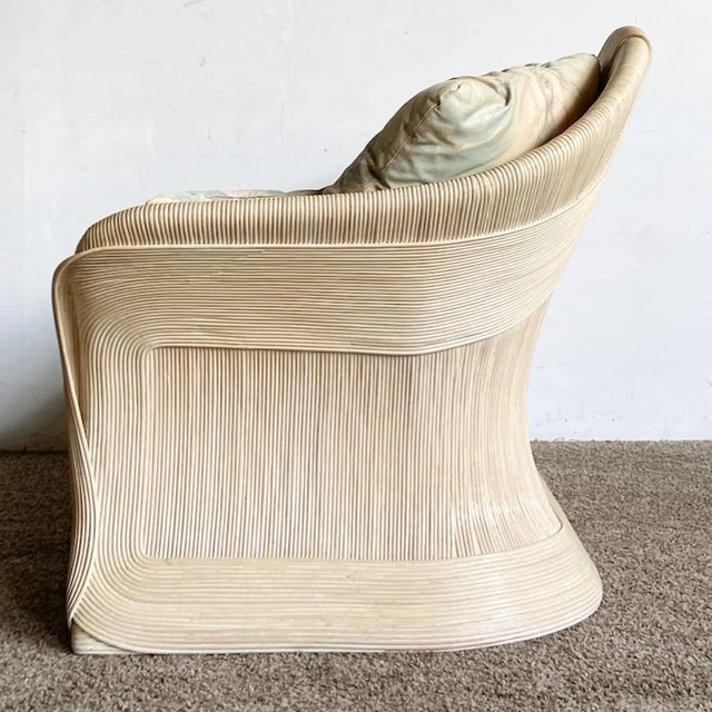 Tan Boho Chic Sculpted Pencil Reed Ribbon Love Seat Sofa For Sale - Image 8 of 12