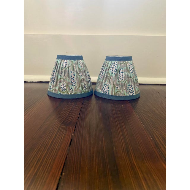 2020s Custom Shirred Block Print Sconce Shades, Pair For Sale - Image 5 of 6