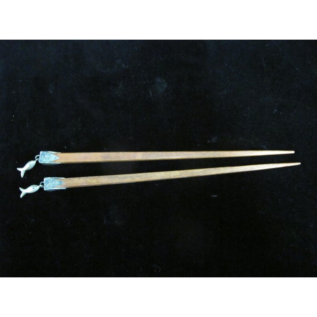 Emilia Castillo Mexico Sterling Silver Pottery Fish Ramen Bowl With Chopsticks For Sale - Image 10 of 12