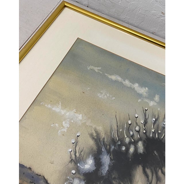 Surrealism Vintage Surreal Landscape Original Watercolor C.1970 For Sale - Image 3 of 12