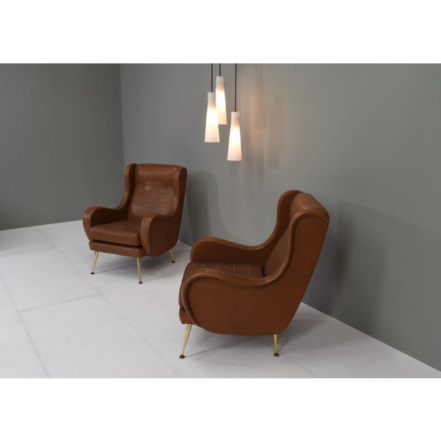 Pendant Light with Opaline Glass Shades and Brass from Stilnovo, Italy, 1950s For Sale - Image 12 of 14