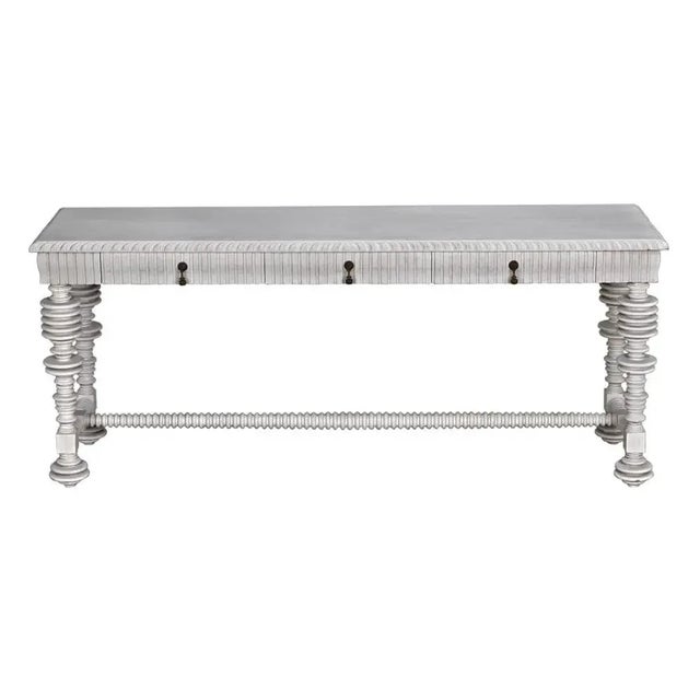 Mid-Century Modern Portuguese Console, White Wash For Sale - Image 3 of 6