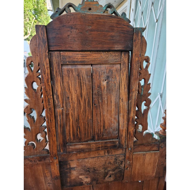 Antique Carved Wood Vanity Dresser With Mirror For Sale - Image 11 of 12