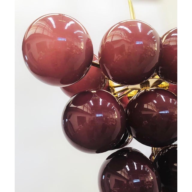 Glass 21st Century Italian Grappolo Polished Brass Frosted Amethyst Murano Glass Chandelier by Fabio LTD For Sale - Image 7 of 8