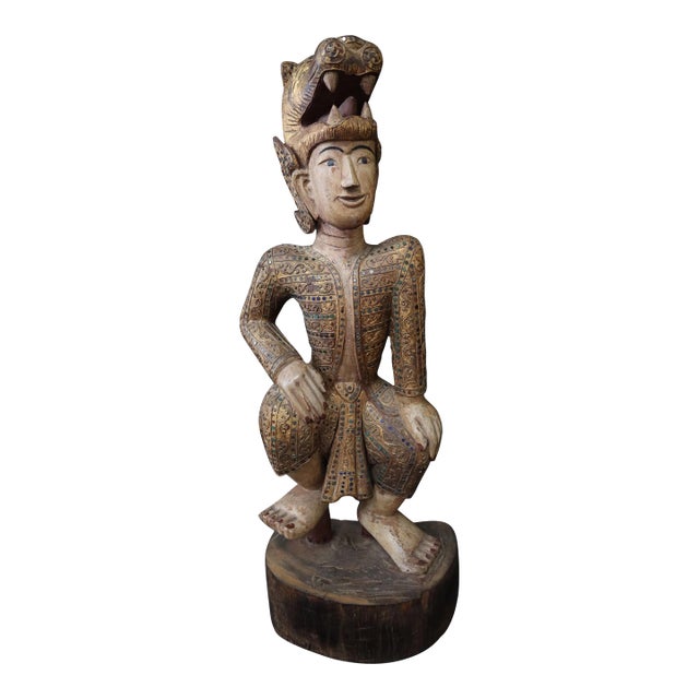 Hand Carved Burmese Court Performer or Nat Statue For Sale