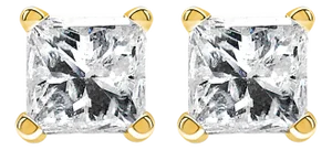 IGI Certified 3/8 Cttw Princess-Cut Square Diamond 4-Prong Solitaire Stud Earrings in 14K Yellow Gold, A Pair (L-M Color, I1-I2 Clarity)