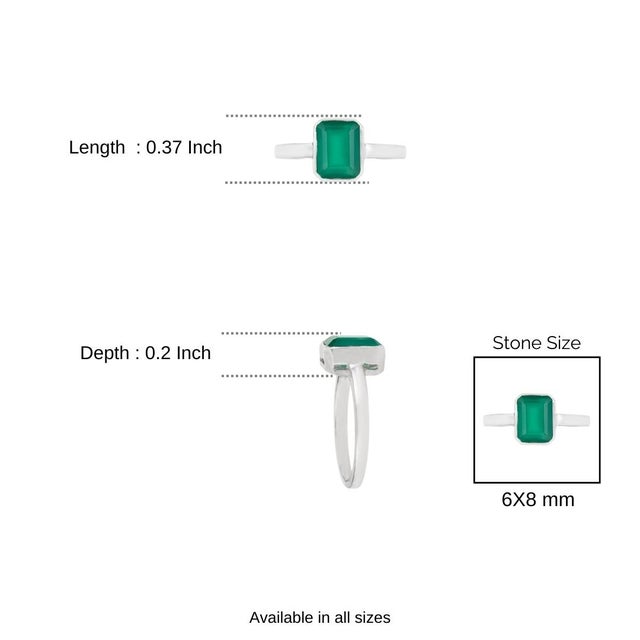 925 Sterling Silver 0.57 Carat Octagon Cut Emerald Solitaire Ring- Size 7 For Sale - Image 9 of 11