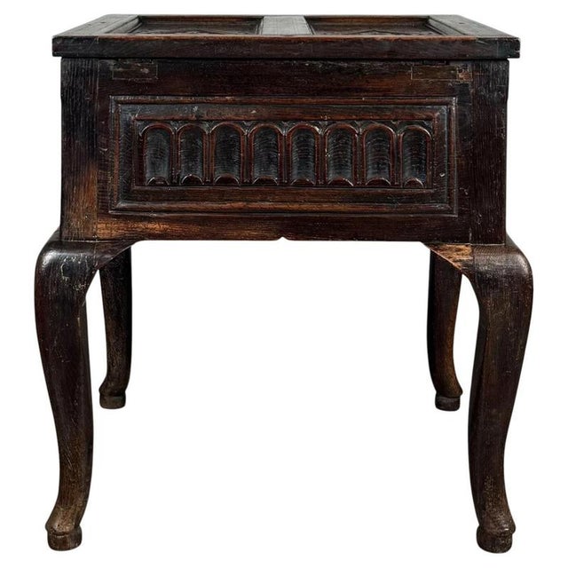 18th Century 18th Century Oak Box on Stand with Carved Panelled Front, 1790 For Sale - Image 5 of 14