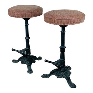 Victorian Cast Iron Bar Stools - a Pair For Sale