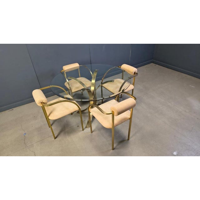Vintage Brass Dining Table and Chairs from Belgochrom, 1970s, Set of 5 For Sale - Image 12 of 14
