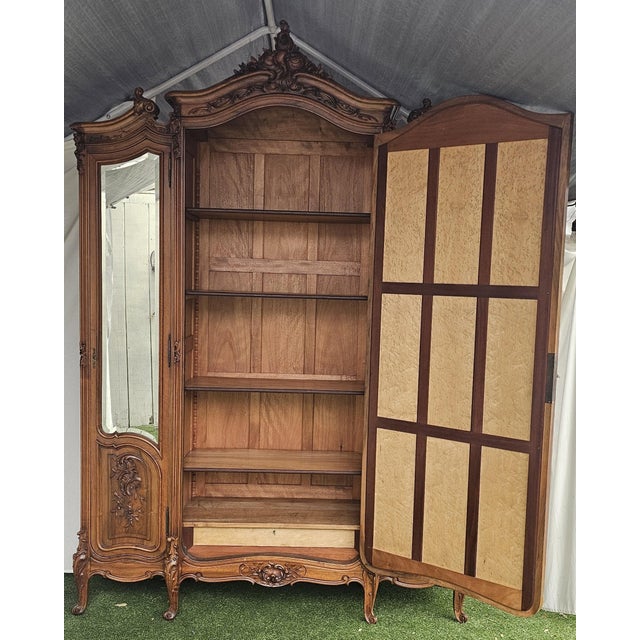 Late 19th Century French Armoire, Rococo, Louis XV Style, Mirrored Doors For Sale - Image 9 of 18