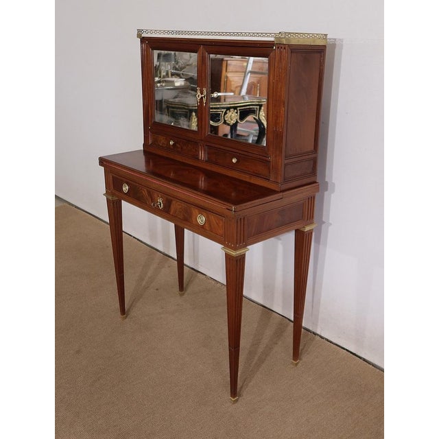 Small Mid-19th Century Louis XVI style Mahogany Bonheur-du-Jour Desk For Sale - Image 6 of 18