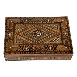 Antique Persian (Probably Syrian) Khatam Wood Inlaid Jewelry Box C. Early 20th Century For Sale