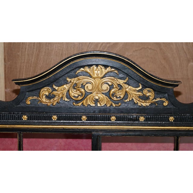 Victorian Ebonised Carved Oak Bookcase with Sliding Glazed Doors, 1860s For Sale - Image 4 of 18