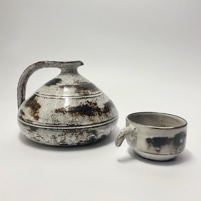 Vintage Ceramic Pitcher and Cup by Gérard Hofmann, 1960s, Set of 2 For Sale - Image 4 of 8