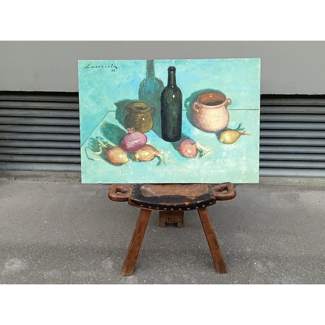 Large French Original Oil Painting 1962 by Angelina Lavernia For Sale - Image 4 of 11