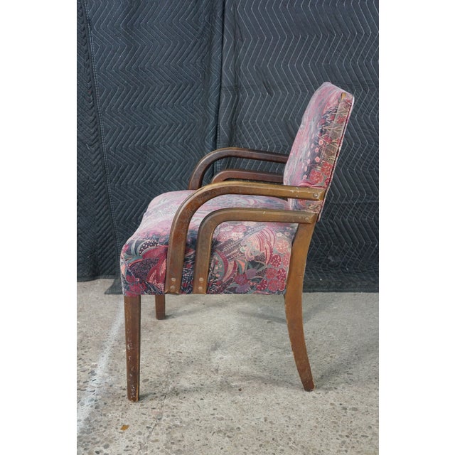 Mid Century Art Deco Style Bentwood Library Vanity Arm Reading Chair MCM Retro For Sale - Image 14 of 18