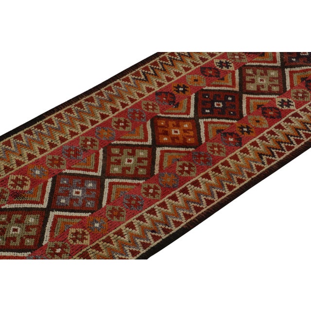 Rug & Kilim Vintage Turkish Tribal Runner in Red and Green With Colorful Geometric Patterns For Sale - Image 4 of 7