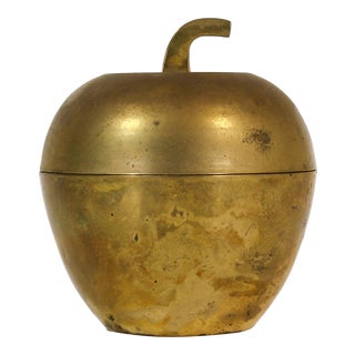 Brass Apple Lidded Container, Brass Apple, Vintage Brass, Brass Container For Sale