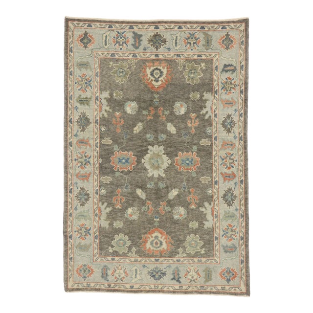 Earth-Tone Turkish Oushak Rug - 05'02 X 07'06 For Sale