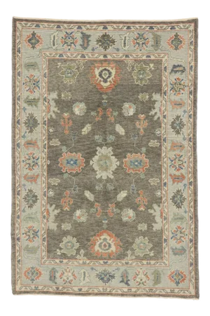 Earth-Tone Turkish Oushak Rug - 05'02 X 07'06
