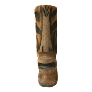 1960s Hand Carved Wood Head Tiki Totem Sculpture