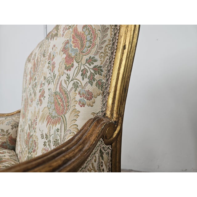 20th Century Italian Baroque Style Bergère Armchairs in Carved and Gilded Wood, Set of 2 For Sale - Image 16 of 18