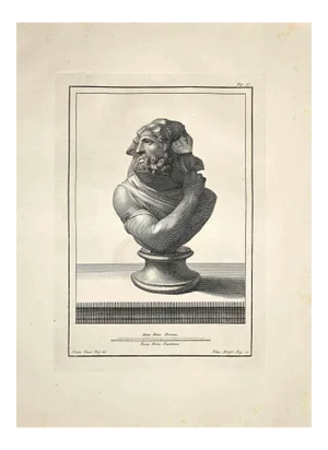 Filippo Morghen, Ancient Roman Bust, Original Etching, Late 18th-Century