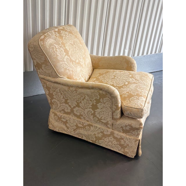 Antique Upholstered Rolled Arm Chair and Ottoman For Sale - Image 4 of 12