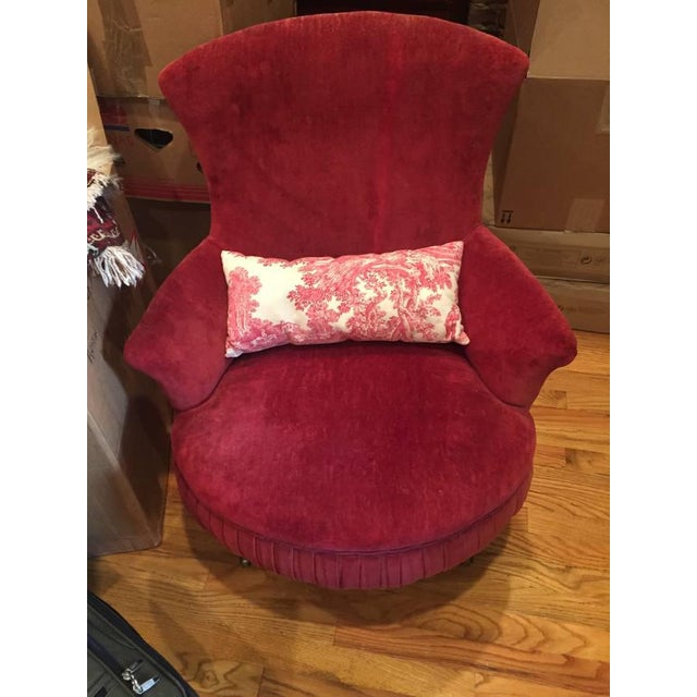 Victorian Red Velvet Slipper Chair Chairish
