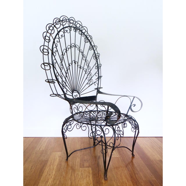 Vintage 1960s Twisted Iron Peacock Chair Chairish