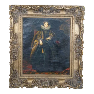 Early 20th Century Portrait of Marchesa Balbi After Anthony Van Dyck Oil on Canvas Painting, Framed