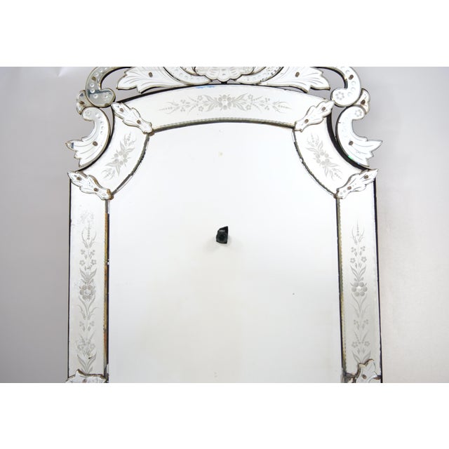 Transparent Antique 19th Century Venetian Murano Hand-Engraved Hanging Wall Mirror For Sale - Image 8 of 14