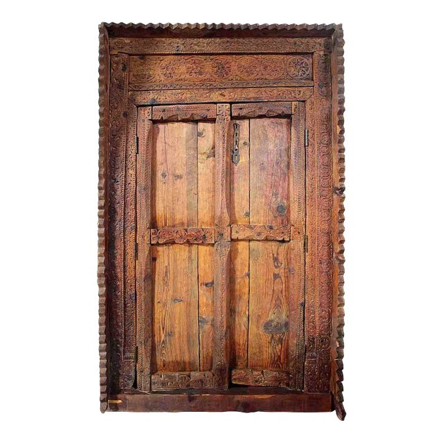 Doors in Frame - Antique Carved Teakwood For Sale