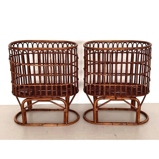 Mid-Century French Bamboo Baskets, 1970s, Set of 2 For Sale - Image 11 of 13