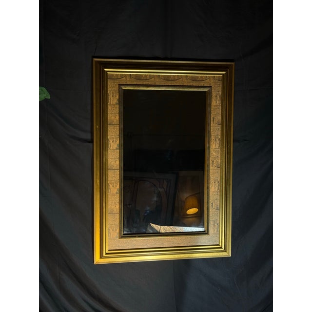 Gold Ornate Egyptian Revival Gold Framed Wall Mirror For Sale - Image 8 of 11