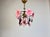 Vintage Pink Murano Style Flower Chandelier / Hand Redesigned / Burgundy Crystal Drops / 1 Light Brass Ceiling Lamp For Sale - Image 6 of 18
